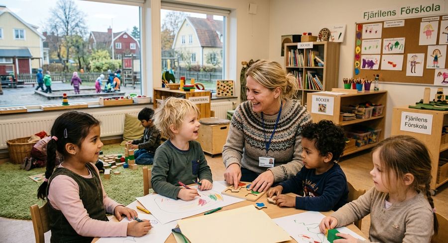 Förskolelärare med barn